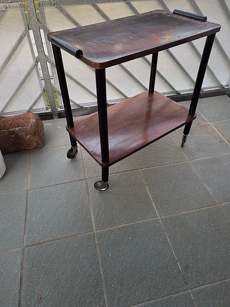 Art Deco Bauhaus Barwagen, Beistelltisch, Servierwagen, Holz