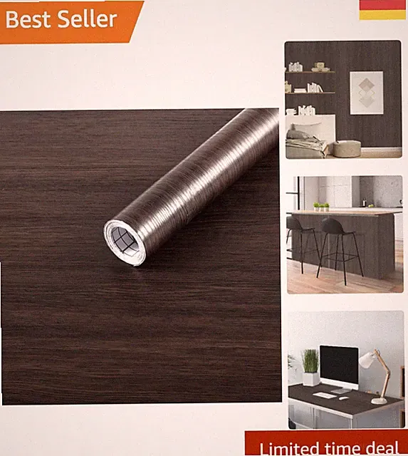 Arthome Walnuss Holz PVC Folie, 60cm x 5m - Einfache Anwendung für DIY-Projekte