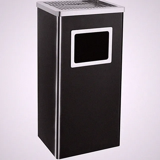 Aschenbecher Mülleimer 45L schwarz pulverbeschichteter Stahl 30x24x61cm herausnehmbarer Einsatz Outdoor
