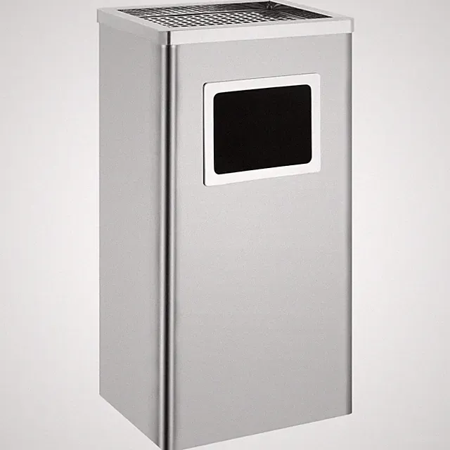Aschenbecher Mülleimer Edelstahl silber 45L 30x24x61cm abnehmbarer Deckel Innenfass