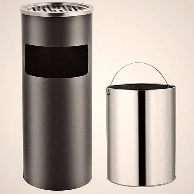 Aschenbecher Mülleimer silber Edelstahl 25x61cm 30L herausnehmbares Innenfass Hotel