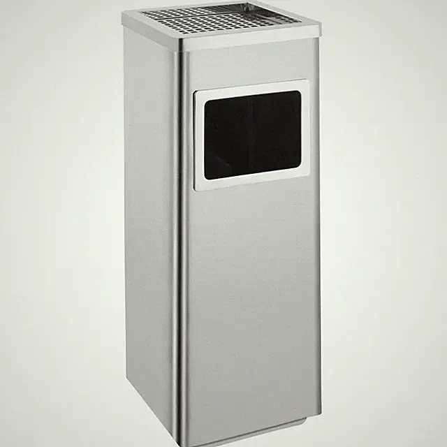 Aschenbecher Mülleimer silber Edelstahl 36L 24x24x61cm herausnehmbarer Einsatz Hotel Pro