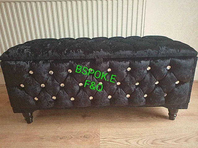 Aufbewahrung Ottomane Box komplett gepolstert Chesterfield Design Fußhocker in Crush Velvt