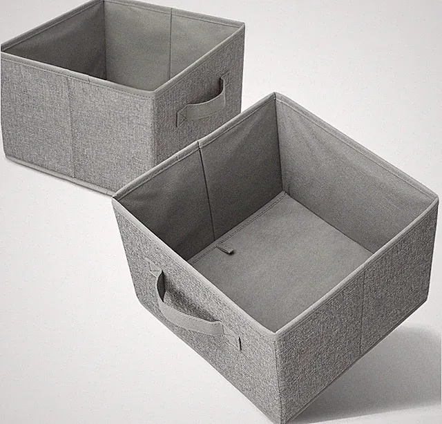 Aufbewahrungsbox 2er Set Grau, Organizer für Kleiderschrank, Büro, K