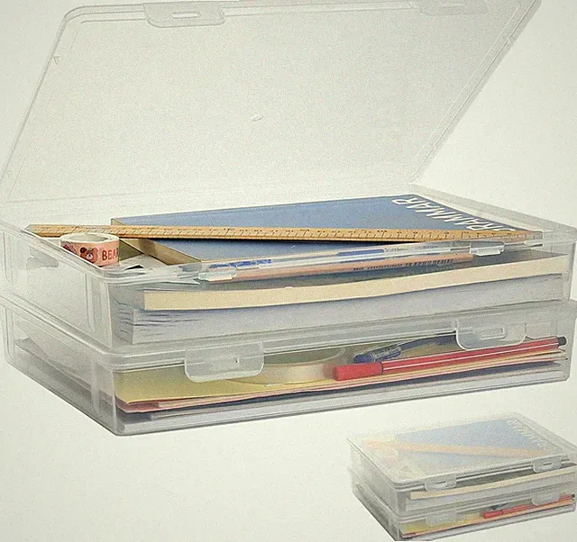 Aufbewahrungsbox A4, 2 Stück Mehrzweck Plastikbox mit Deckel - Transparent