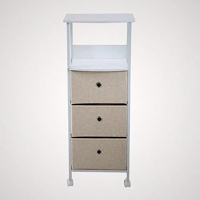 Aufbewahrungsregal 3 Schubladen Rollen Flurregal Rollregal Regal Weiß/Beige