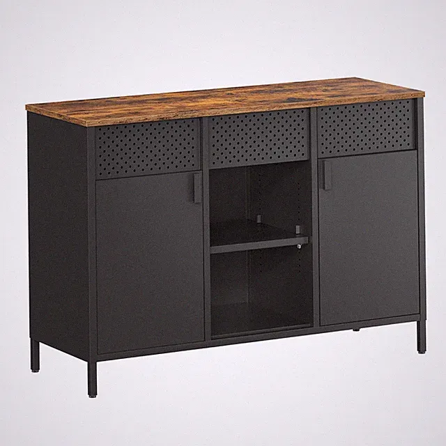 Aufbewahrungsschrank,Sideboard,vintagebraun-Matt Schwarz LSCDE204B01