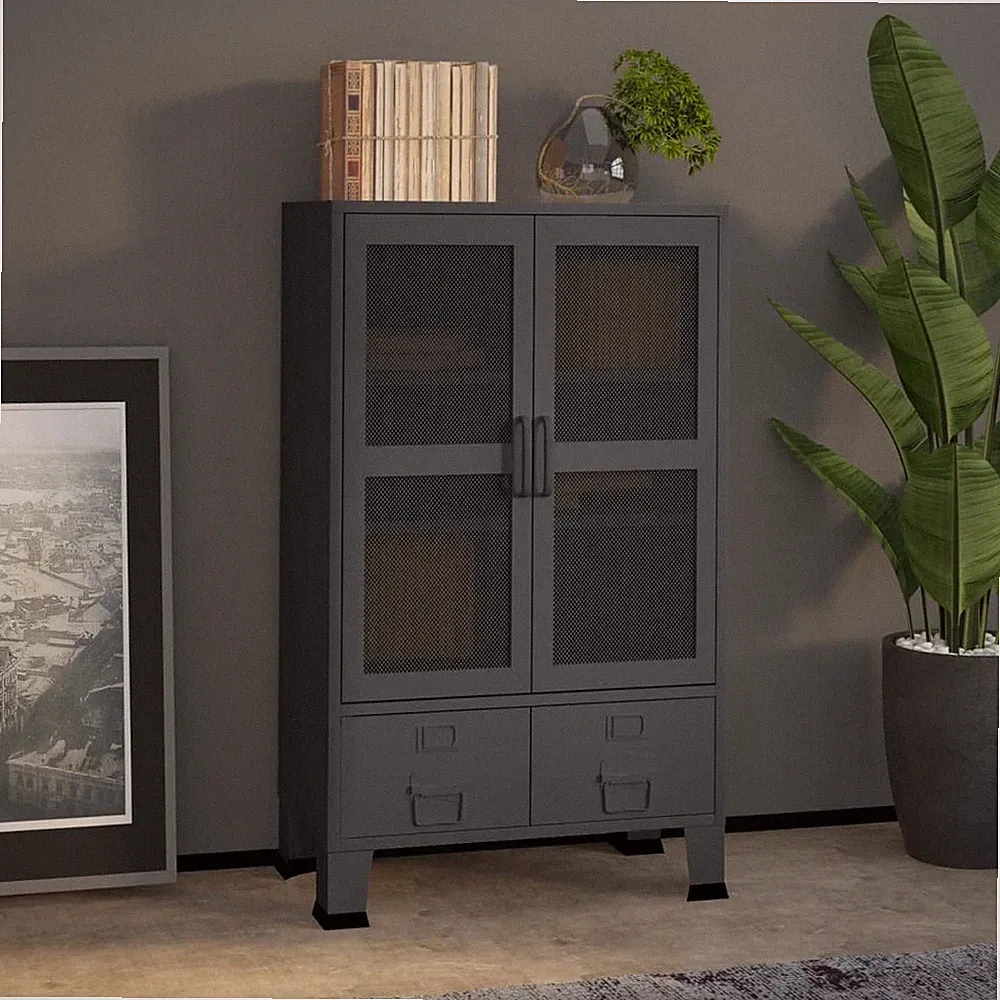 Aufbewahrungstruhe Anrichte Sideboard Kommode Industrie-Stil Metall vidaXL