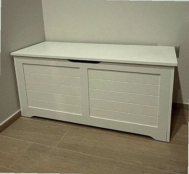 Aufbewahrungstruhe Truhe groß weiß Deckenbox Ende Bett Spielzeug Schuh Sitz Bank Schrank