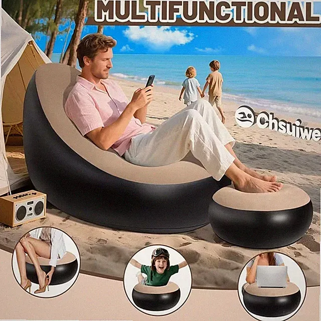 Aufblasbares Sofa mit Fußhocker Aufblasbarer Sessel Stuhl Luftsofa Campingsofa