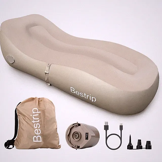 Aufblasbares Sofa mit Integrierter Pumpe, 180x70x55cm, Braun, Camping