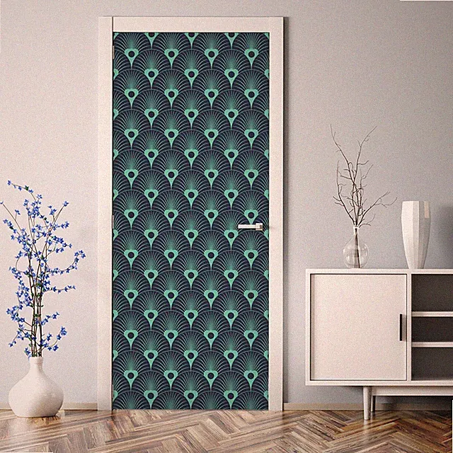 Aufkleber Tür Deko selbstklebend Klebefolie Türtato Türposter neonblau Art Deco