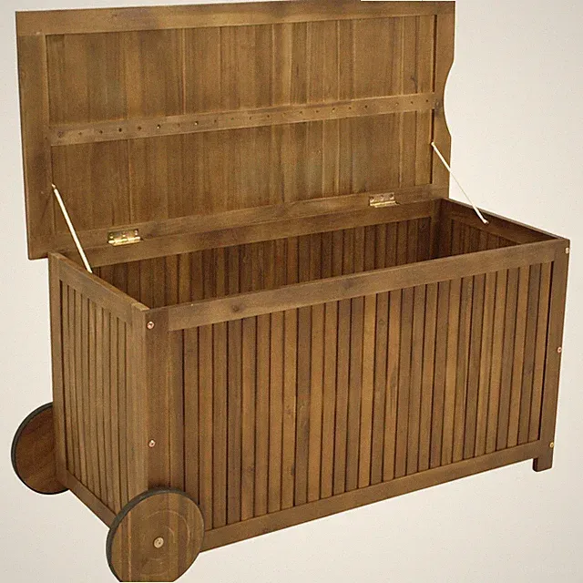 Auflagenbox Kissenbox Kissentruhe Gartentruhe NAVARRA 123,5cm mit Rollen, Akazie