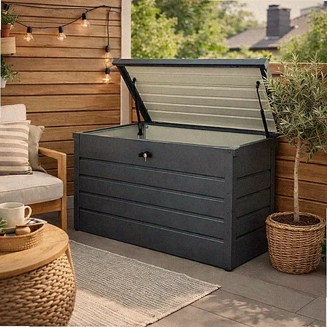 Auflagenbox Metall Gartentruhe 350 l Kissenbox Gartenbox Aufbewahrungsbox Box
