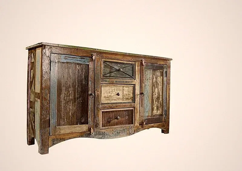 ausgefallenes shabby chic Sideboard indisches Altholz mehrfarbig Kommode massiv