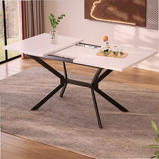 Ausziehbarer Esstisch 120/160*80cm Erweiterbar Küchentisch Weiß Esszimmertisch