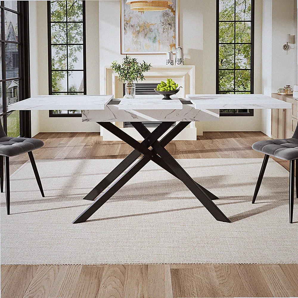 Ausziehbarer Esstisch Esszimmertisch Küchentisch Speisetisch Teleskop Marmor 160