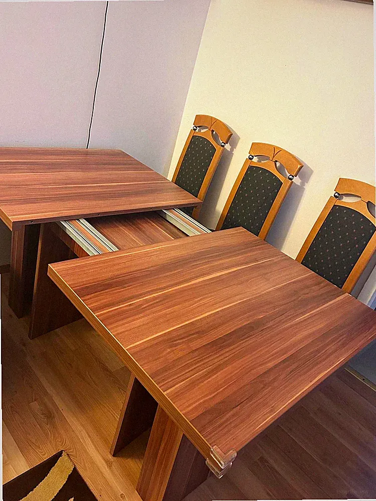 Ausziehbarer Esstisch Holzoptik Braun rechteckig 120x90x80 cm 1 Schublade