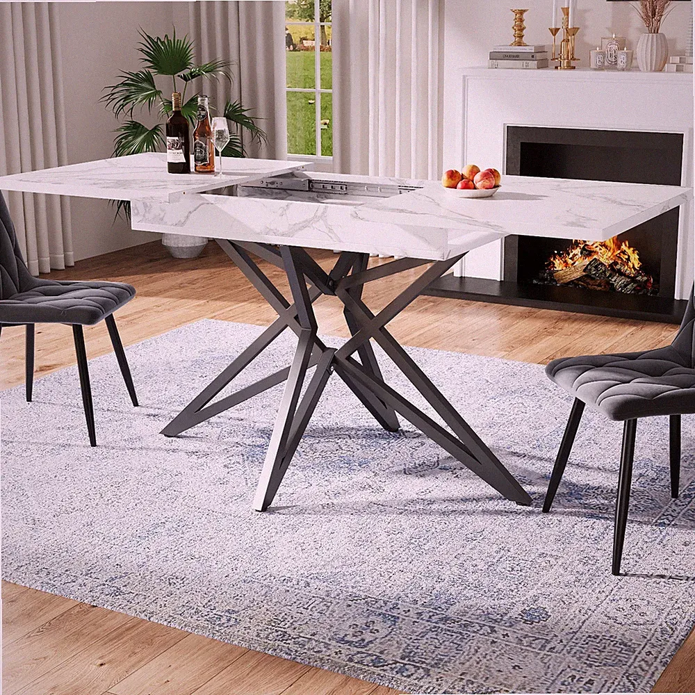Ausziehbarer Esstisch Teleskoptisch 120/160*80 cm Erweiterbar Küchentisch, Weiß