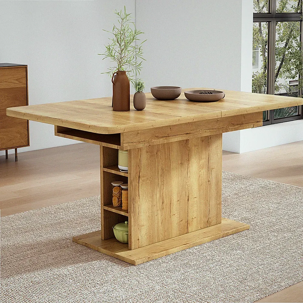Ausziehbarer Holz Esstisch mit Stauraum 110-130 cm*70cm Erweiterbar Küchentisch