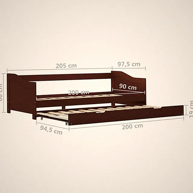 Ausziehbett Funktionsbett Einzelbett Kojenbett 90x200cm Jugendbett Ausziehsofa