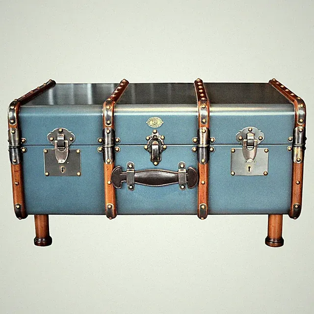 Authentic Models Stateroom Trunk Table Petrol Truhe Couchtisch Ablage Deko Retro