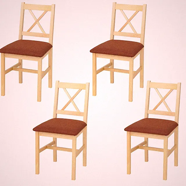 B-Ware 4er-Set Esszimmerstuhl MCW-F77, Massiv-Holz, natur Polster terrakotta