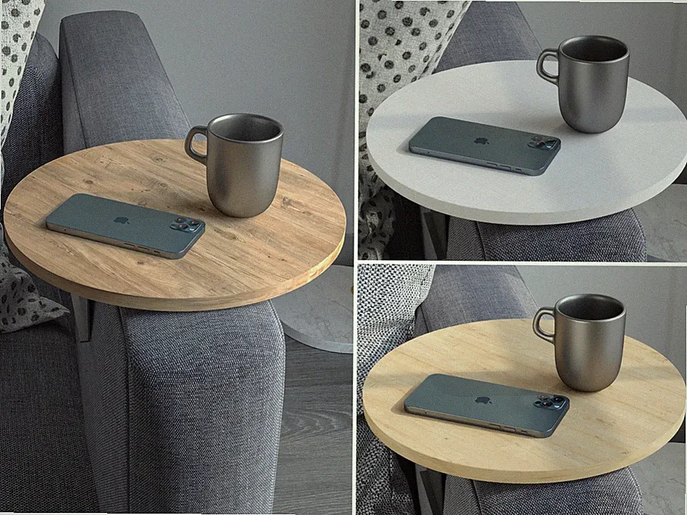 B-Ware Couch-Tablett Armlehne, Einstellbarer Sofa-Tablett, Getränkehalter, ⌀35cm
