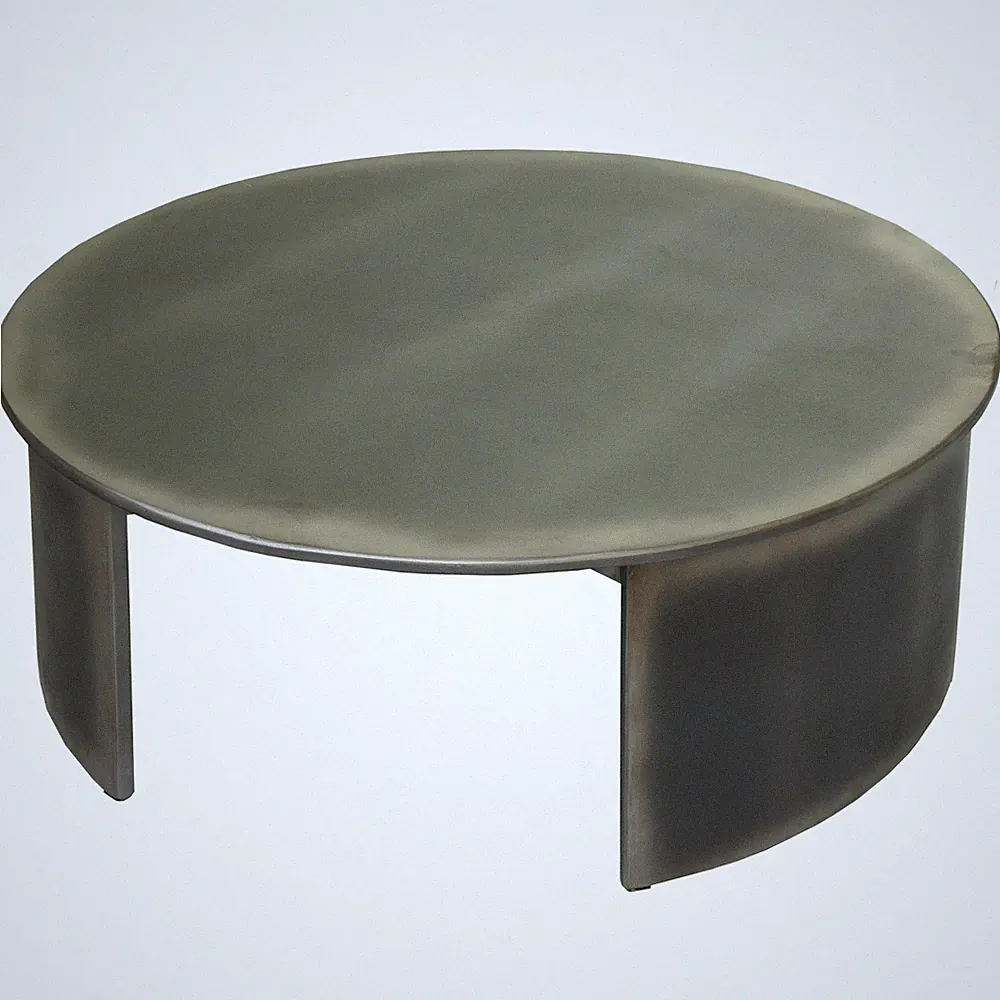 B-Ware Couchtisch MCW-L74, rund 80cm, Metall-Optik gebürstet