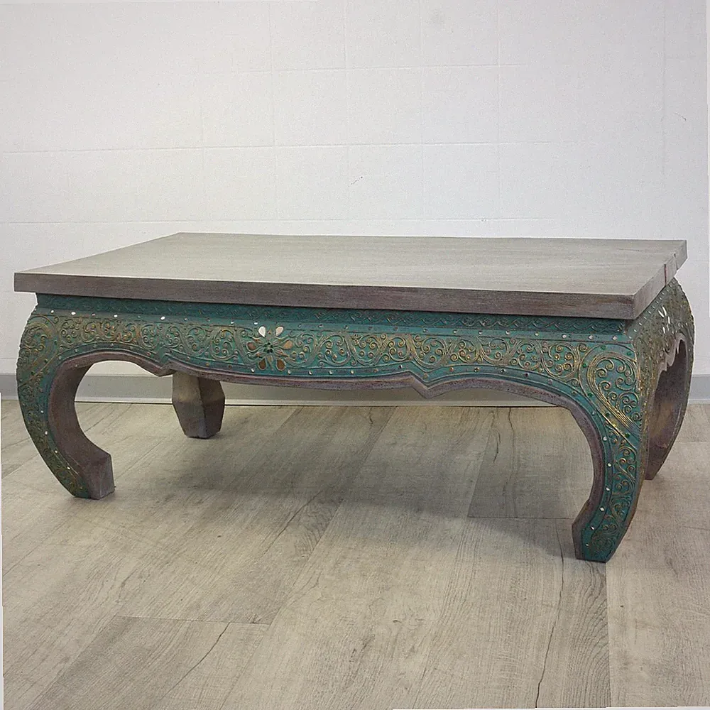 B-Ware Couchtisch Opiumtisch Antik Holz Gold Antik Asien Thailand 1m x 50cm