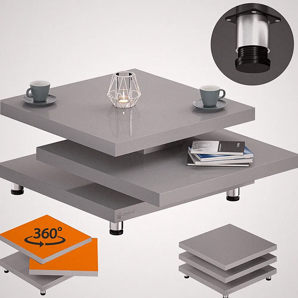 B-Ware Couchtisch Wohnzimmertisch Beistelltisch Möbel Grau Hochglanz 60x60cm