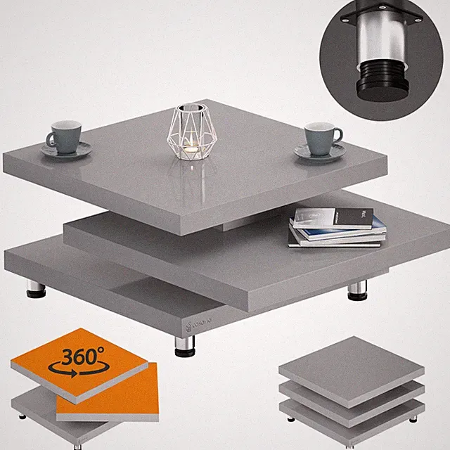 B-Ware Couchtisch Wohnzimmertisch Beistelltisch Sofatisch 72x72cm Grau Hochglanz