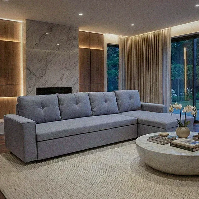 B-Ware Ecksofa mit Bettkasten MCW-L16, Liegefläche rechts 290cm, grau