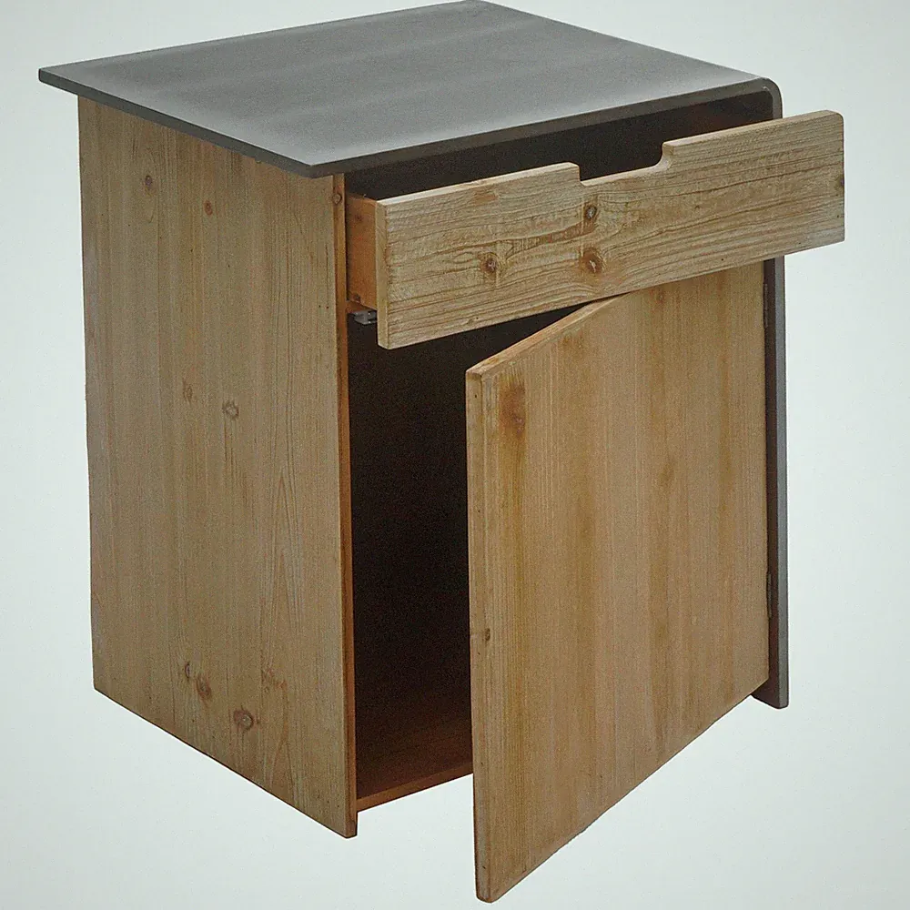 B-Ware Kommode MCW-L76, Massiv-Holz 60x50x40cm, Metall-Optik