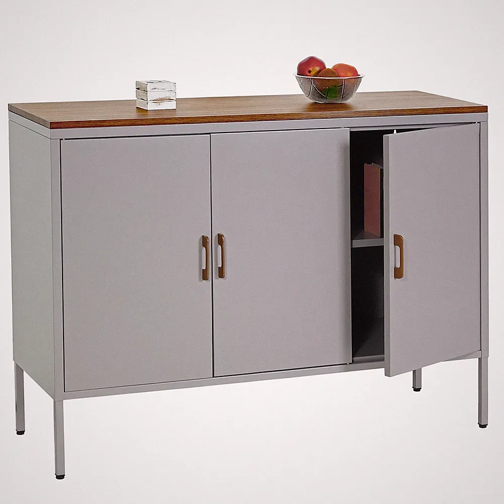 B-Ware Kommode MCW-L84, Sideboard Anrichte, Metall 90x120x40cm, Melamin grau
