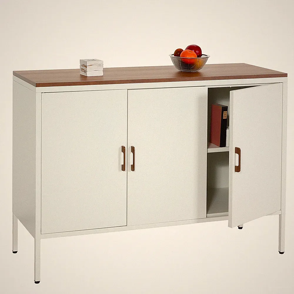B-Ware Kommode MCW-L84, Sideboard Anrichte, Metall 90x120x40cm, Melamin weiß