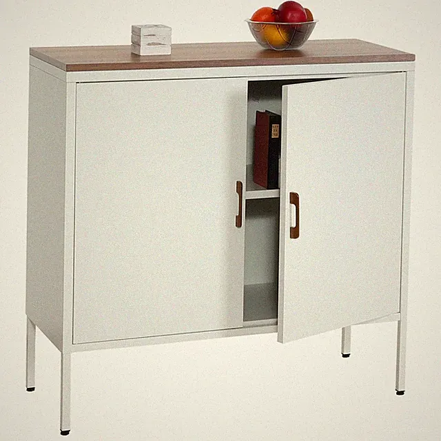 B-Ware Kommode MCW-L84, Sideboard Anrichte, Metall 90x90x40cm, Melamin weiß