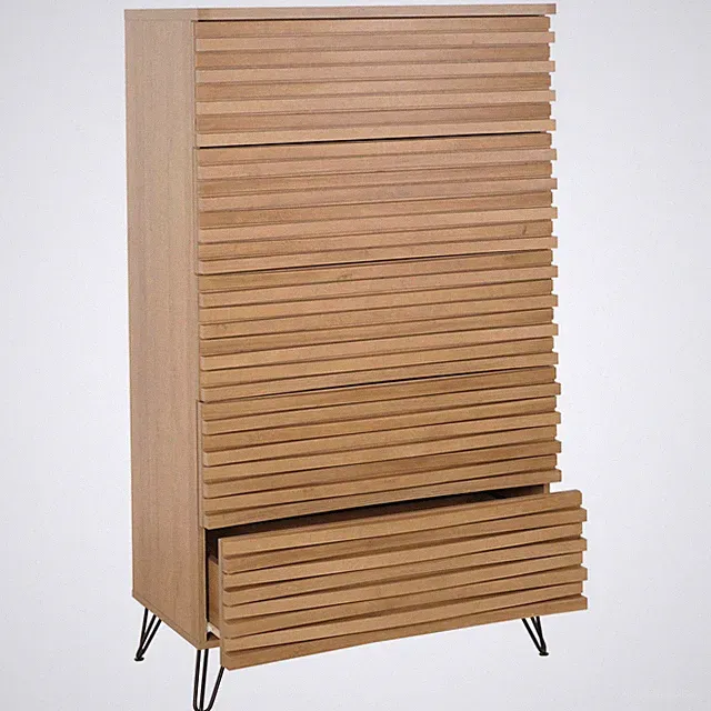 B-Ware Kommode MCW-M49, 3D-Design 5 Schubladen MDF 145x80x44cm, natur