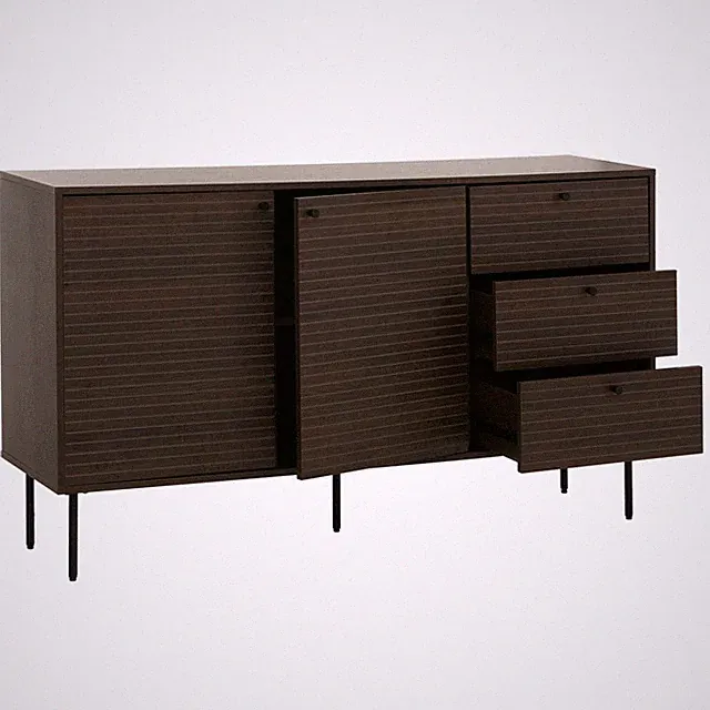 B-Ware Kommode MCW-N78, 3 Schubladen 2 Türen, skandinavischer Stil, dunkelbraun