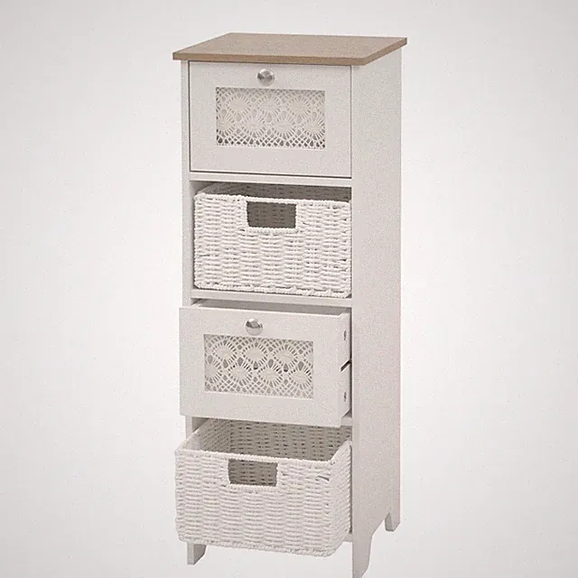 B-Ware Kommode MCW-O75, 4 Schubfächer Korbschubladen 82x30x30cm, natur-weiß