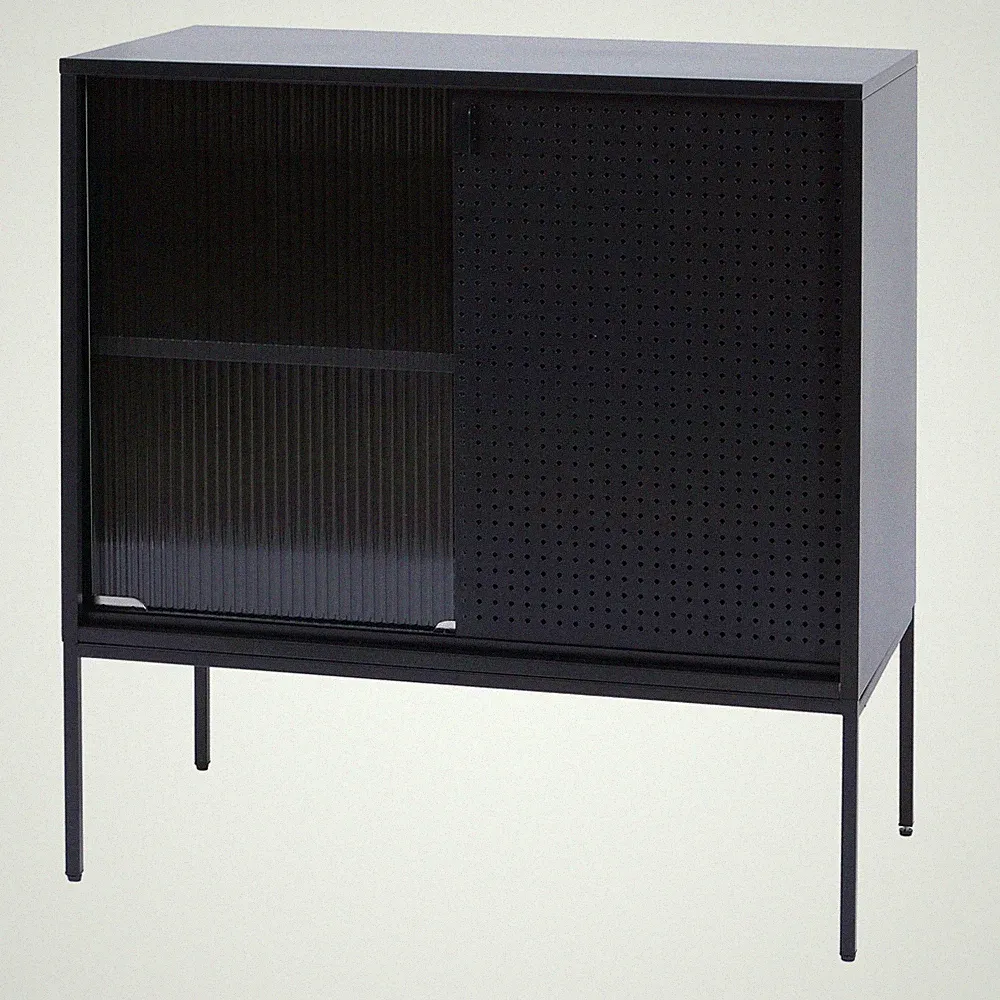 B-Ware Kommode MCW-O90, Industrial Staufächer Schiebetüren 85x80x45cm, schwarz