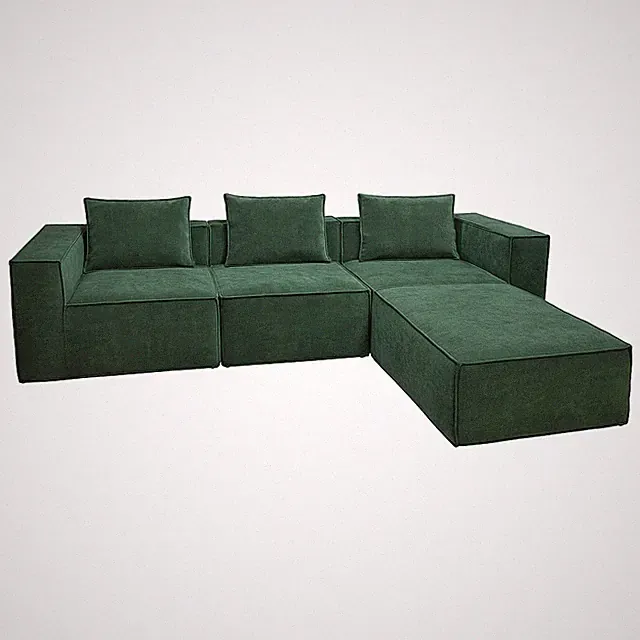 B-Ware L-Sofa MCW-O54, Lounge-Couch mit Ottomane rechts/links, Stoff, grün