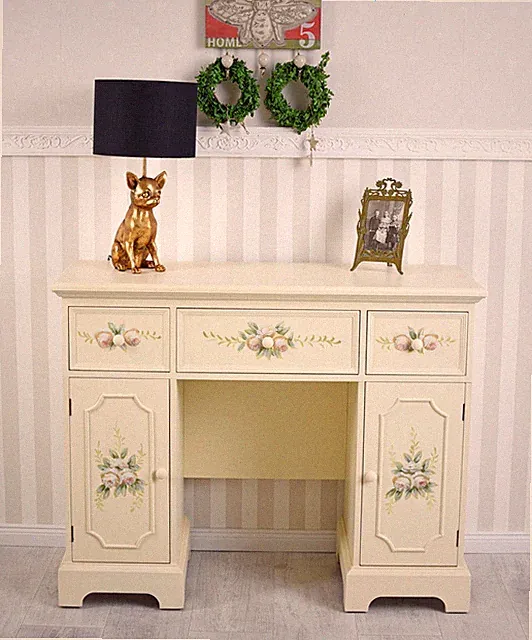 B-Ware Nostalgischer Schreibtisch Landhausstil Bürotisch Computertisch Rosen