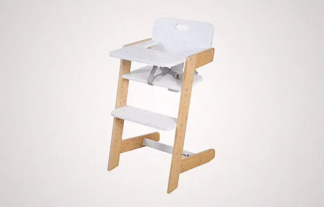 B-Ware roba Nature Up Babyhochstuhl Bambus Mitwachsend Hochstuhl Weiß Natur 70kg