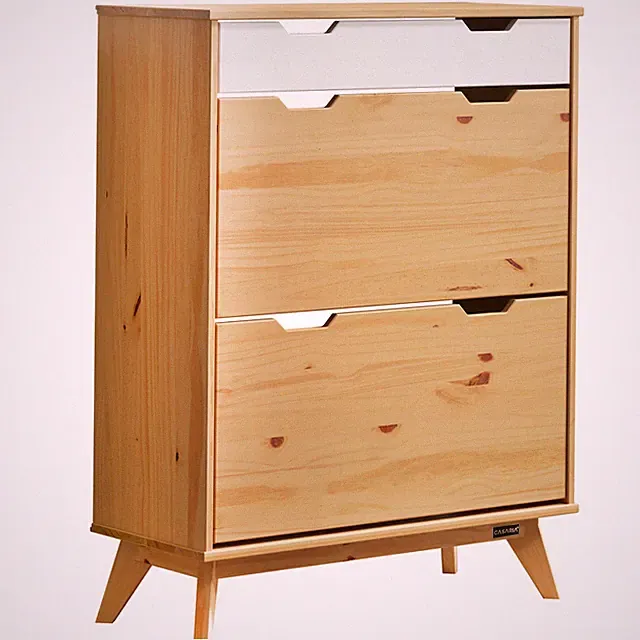 B-Ware Schuhschrank Schuhkipper Schuhkommode Massiv Holz Möbel 101x80x33cm