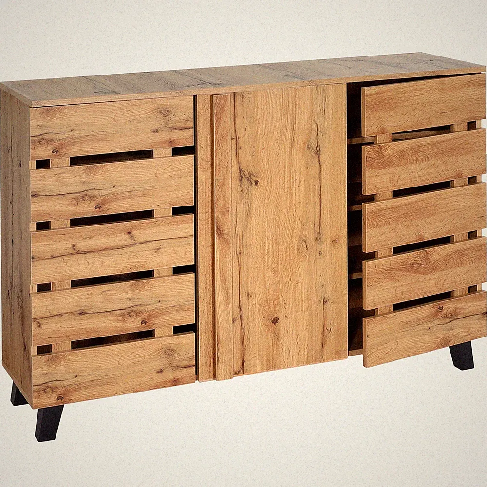 B-Ware Sideboard MCW-M46, Kommode, 3 Türen 8 Staufächer 88x120x34cm, naturfarben