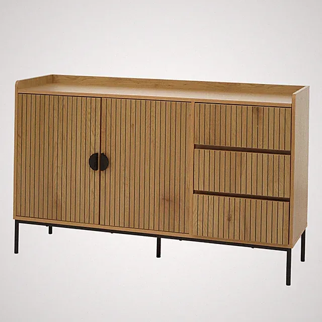 B-Ware Sideboard MCW-O39, 3 Schubladen 2 Türen, Holz Melamin 80x130x42cm, natur
