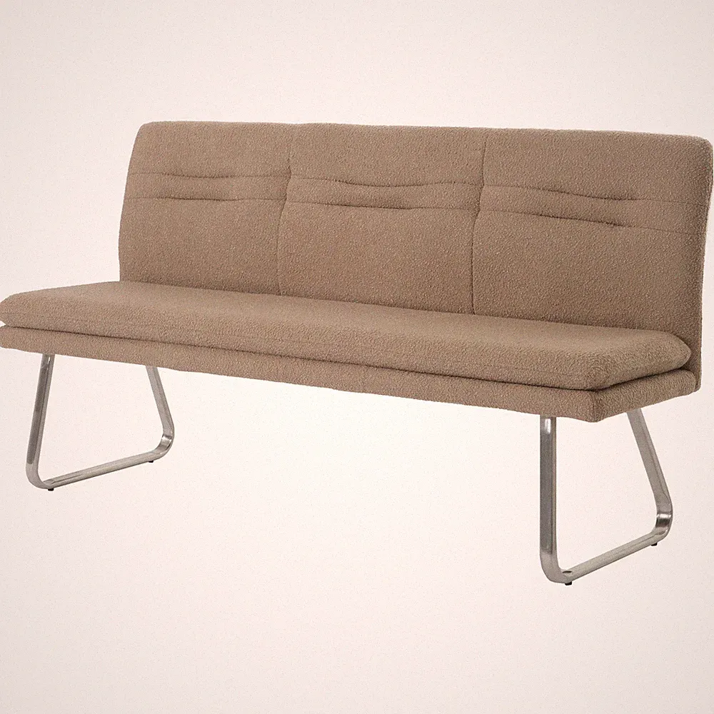 B-Ware Sitzbank MCW-H70, Lehne Stoff/Textil Bouclé Edelstahl 180cm, coffee-braun
