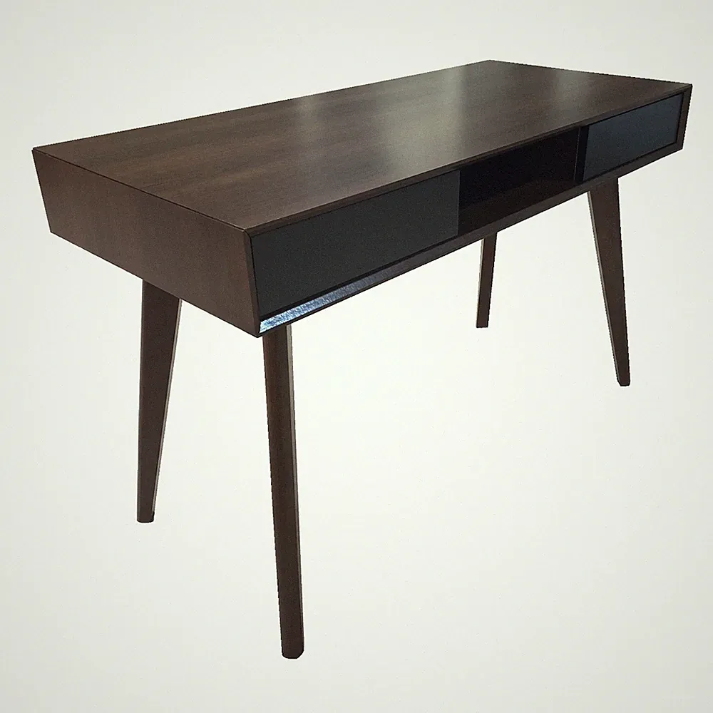 B-Ware SVITA RETRO Schreibtisch in Holzoptik Nussbaum mit Schubladen Dunkelbraun