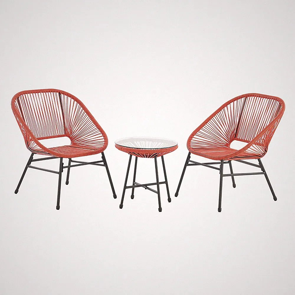 B-Ware SVITA TULUM Balkon-Möbel Garten-Möbel Set Stühle Tisch Orange Terracotta